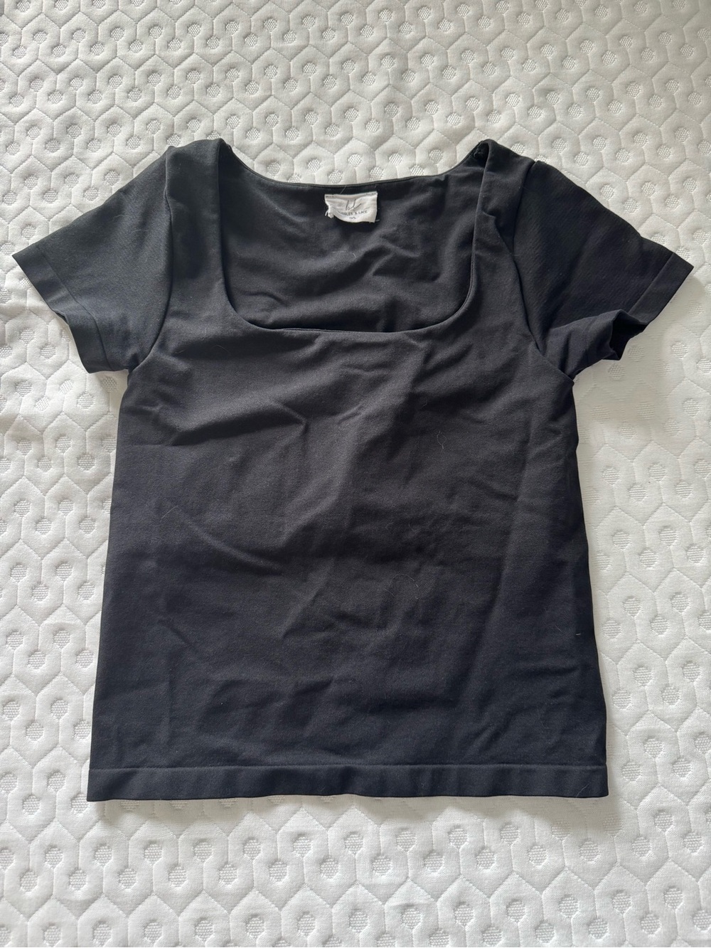 Women's Black Square-Neck Short Sleeve Tee